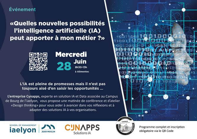 Quelles possibilités offre l&rsquo;IA pour votre métier ? Conférence &#038; ateliers le 28 juin à Bourg